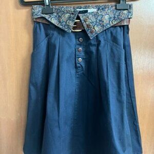 Vintage Skirt Navy High Waisted Button Detail 90s